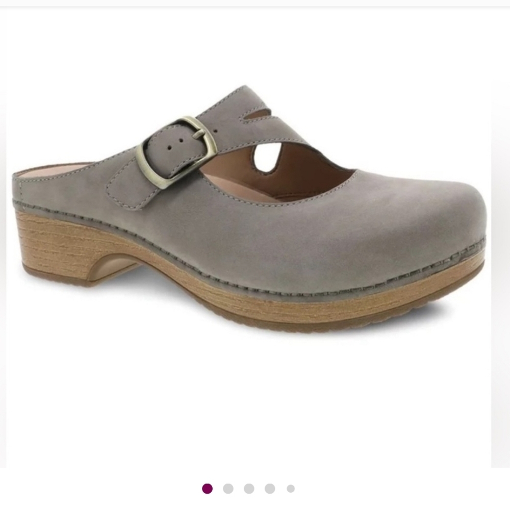 Dansko Gray Mules with Buckle